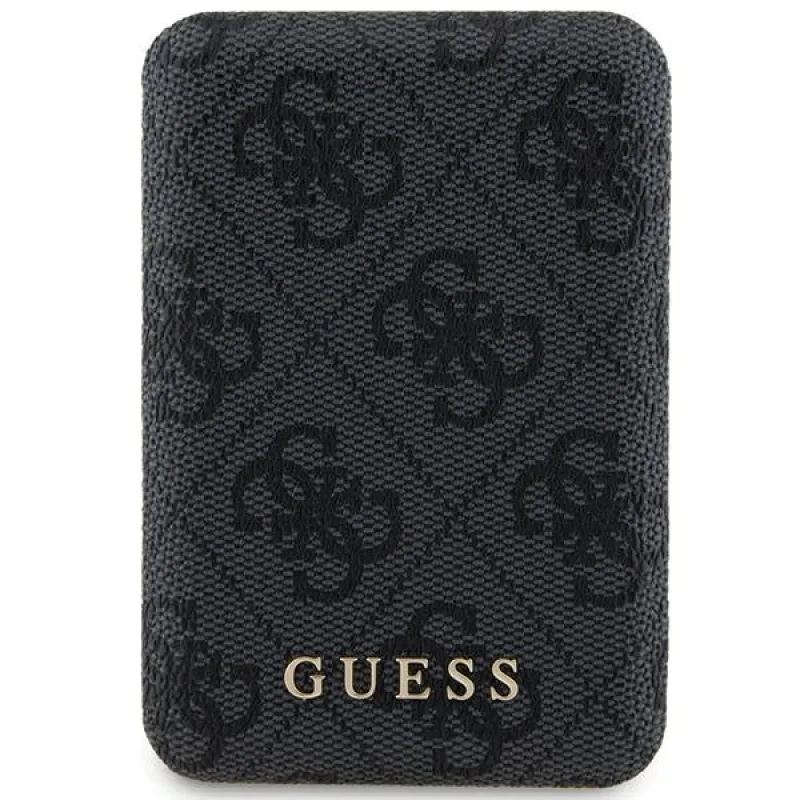 Guess Powerbank indukčná 15W GUPB5FP4EMGK 5000mAh čierna/čierna 4G koža Kovové Logo MagSafe