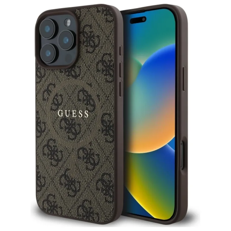 Puzdro Guess 4G Ring Classic Logo MagSafe pre iPhone 16 Pro Max – hnedé