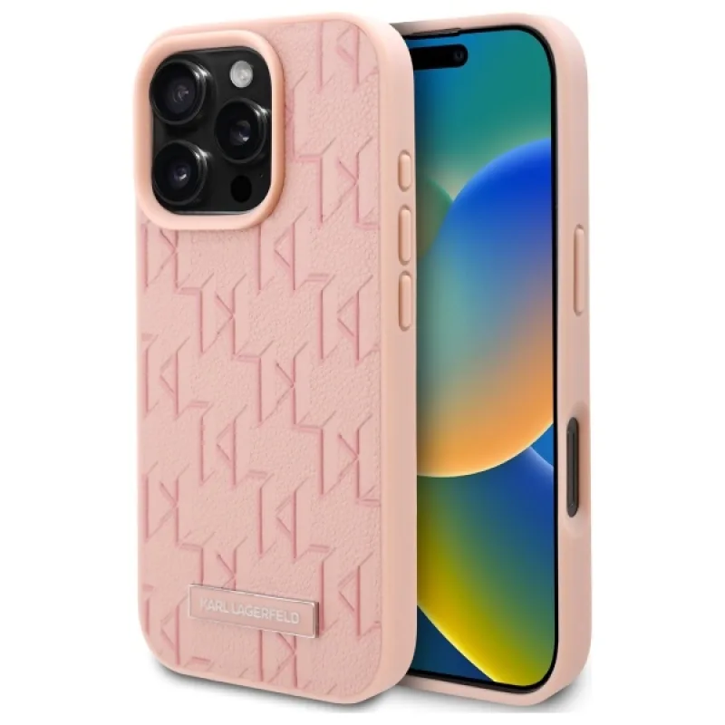 Puzdro Karl Lagerfeld Hot Stamp Magsafe iPhone 16 Pro – ružové
