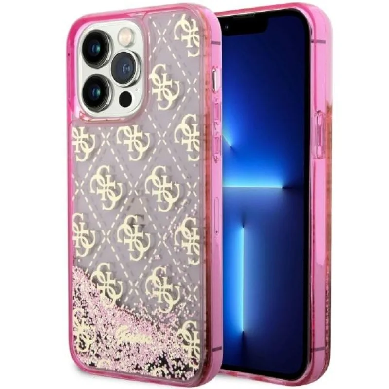 Guess GUHCP14XLC4PSGP iPhone 14 Pro Max 6,7" ružovo-ružové pevné puzdro Liquid Glitter 4G Transculent