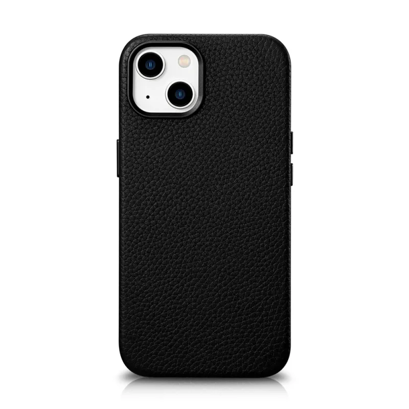 Prémiové kožené puzdro iCarer Litchi Magnetické kožené puzdro iPhone 14 Plus s čiernym MagSafe (WMI14220711-BK)