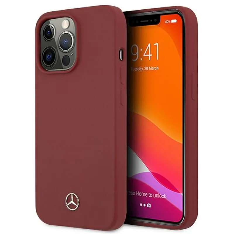 Mercedes Silicone Line Case pre iPhone 13 Pro / iPhone 13 - červený