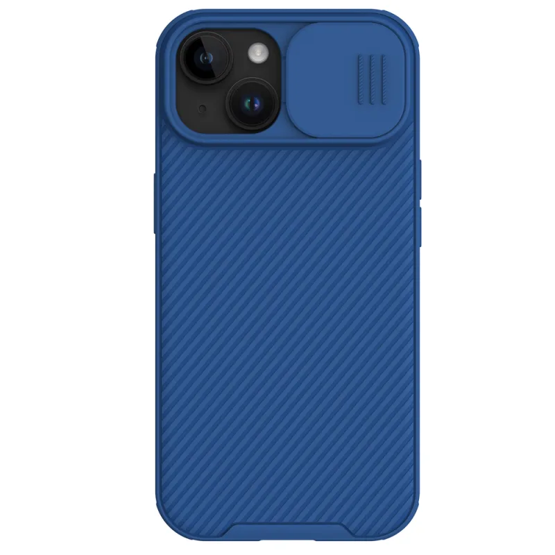 Magnetické puzdro Nillkin CamShield Pro pre iPhone 15 Plus s ochranou fotoaparátu – modré