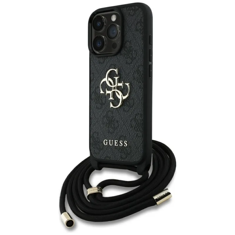 Crossbody puzdro Guess 4G Big Logo Cord Stap pre iPhone 16 Pro Max čierne