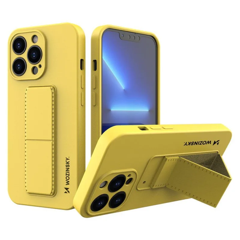 Wozinsky Kickstand Case silikónové puzdro so stojanom iPhone 13 mini žlté