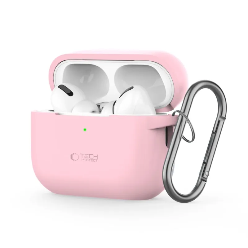 Silikónové háčikové puzdro Tech-Protect pre Apple AirPods Pro 1 / 2 - ružové