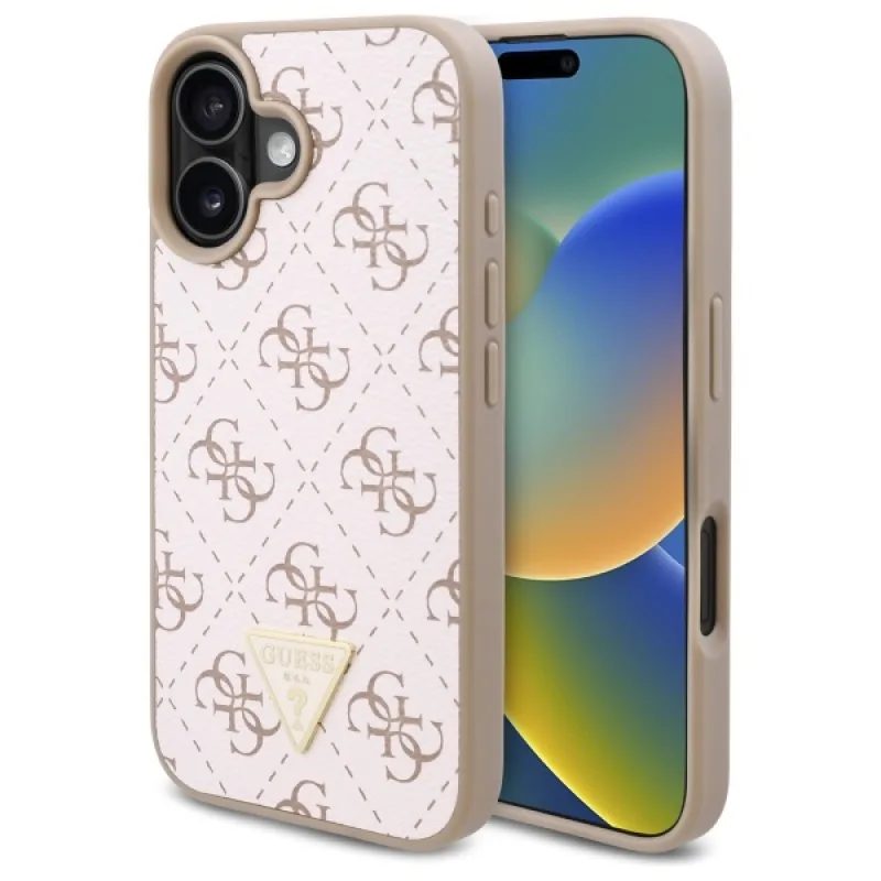 Guess New 4G trojuholníkové puzdro pre iPhone 16 Plus – biele