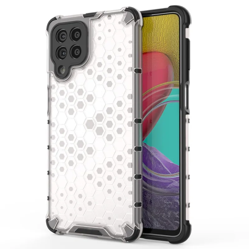 Voštinové puzdro pancierový kryt s gélovým rámom pre Samsung Galaxy M53 5G priehľadný
