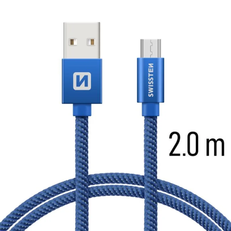 Swissten Data Cable Textile USB / Micro USB 2 m, blue