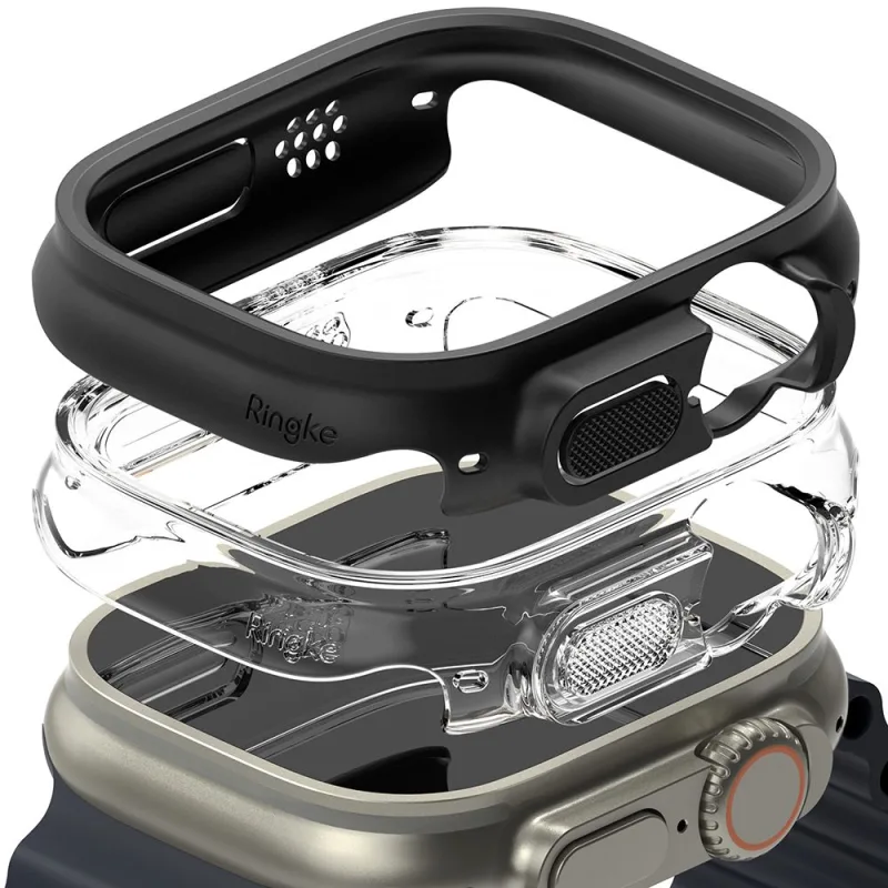 Púzdro Ringke Slim 2-pack pre Apple Watch Ultra 1/2 (49 mm) – číre a matné čierne
