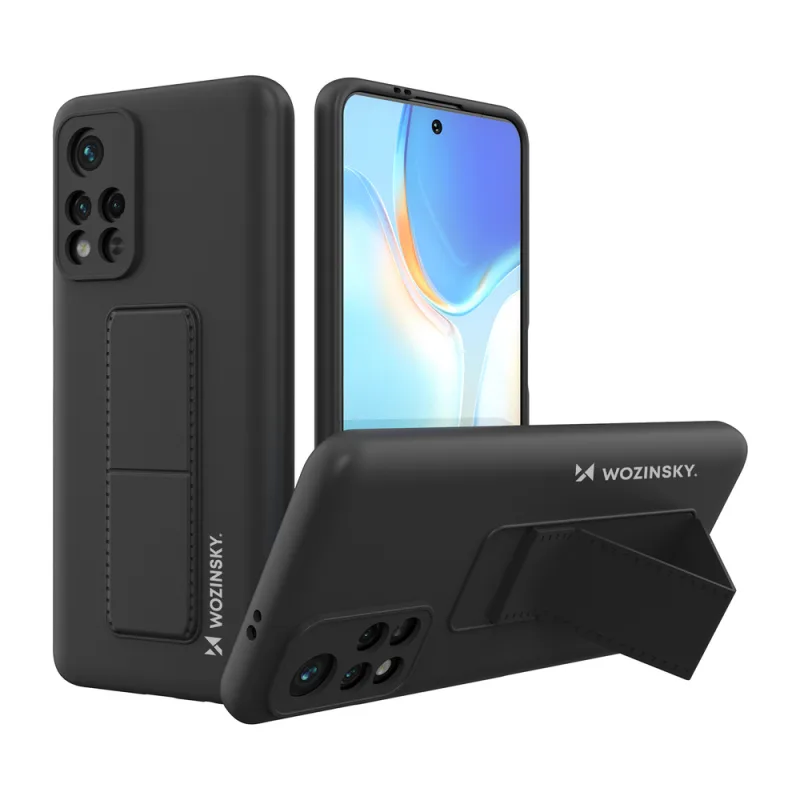Wozinsky Kickstand Case silikónové puzdro so stojanom Xiaomi Redmi 10 puzdro čierne
