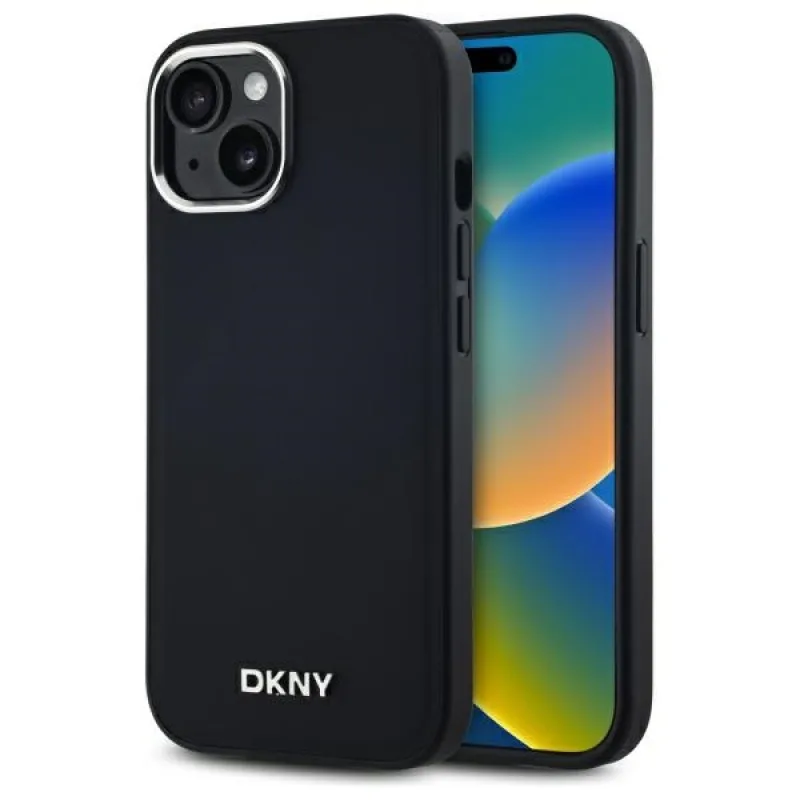 Puzdro DKNY Plain Logo MagSafe iPhone 14 – čierne