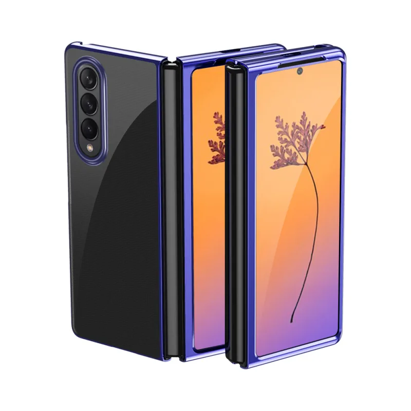 Puzdro Plating Case pre kryt Samsung Galaxy Z Fold 4 s kovovým rámom modrej farby