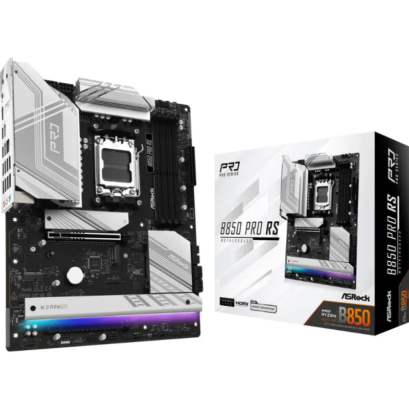 ASRock MB Sc AM5 B850 Pro RS, AMD B850, 4xDDR5, 1xUSB-C, 1xHDMI, ATX…