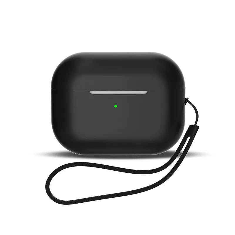 Silikónové puzdro pre AirPods 1 / AirPods 2 + šnúrka na zápästie - čierna