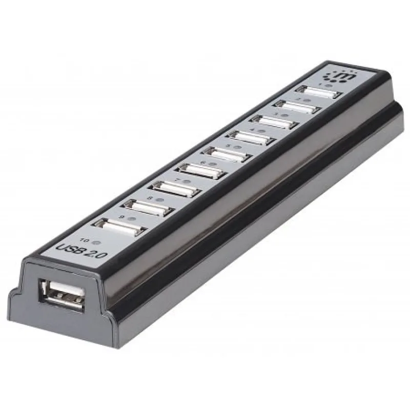 MANHATTAN Hi-Speed USB 2.0 Stolný rozbočovač, 10 portov 161572