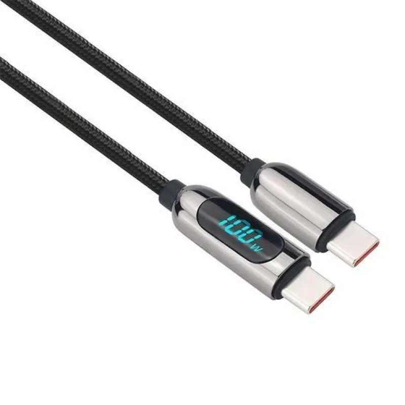 Solight USB-C kabel s displejem, USB-C konektor - USB-C konektor, 100W,…