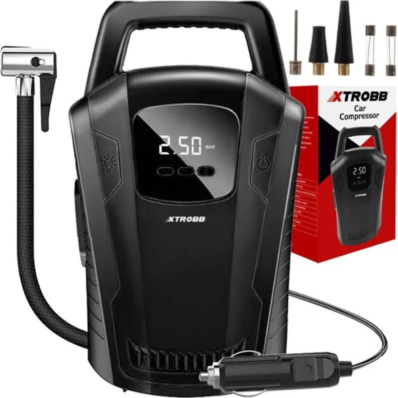 XTROBB 21866 Kompresor 12V 150PSI/10bar 12W LCD čierna