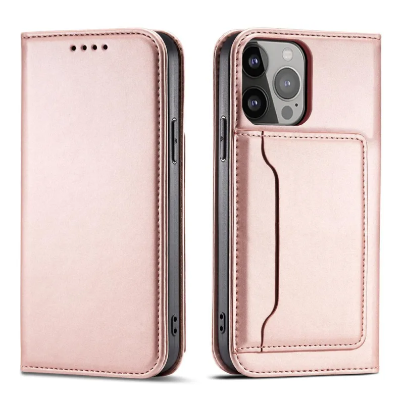 Puzdro na magnetickú kartu pre Samsung Galaxy S23 Ultra Cover with Flip Wallet Stand Pink