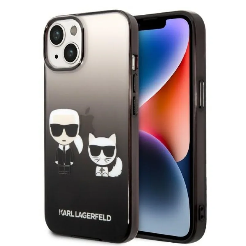 Karl Lagerfeld KLHCP14STGKCK iPhone 14 6,1 "pevné puzdro čierna / čierna Gradient Ikonik Karl & Choupette