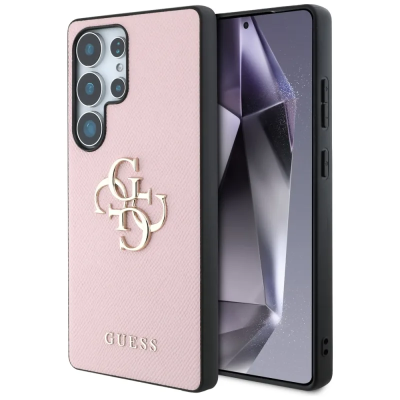 Puzdro Guess Grained Big 4G Logo Small Classic Logo Case pre Samsung Galaxy S25 Ultra ružové