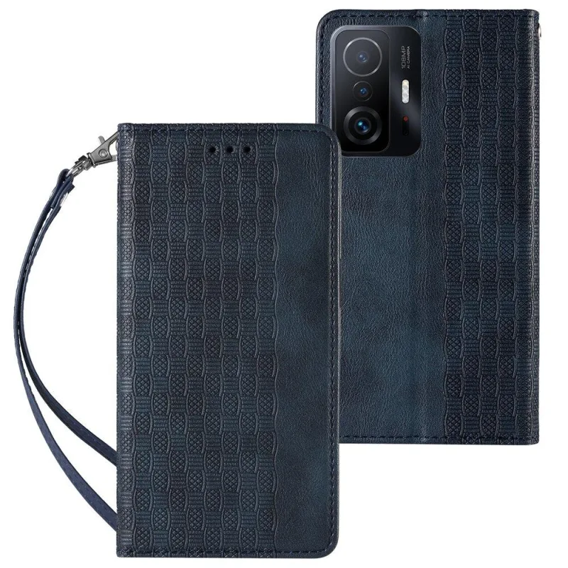 Puzdro s magnetickým remienkom Case pre peňaženku Xiaomi Redmi Note 11 Pro Pouch + prívesok Mini Lanyard Blue