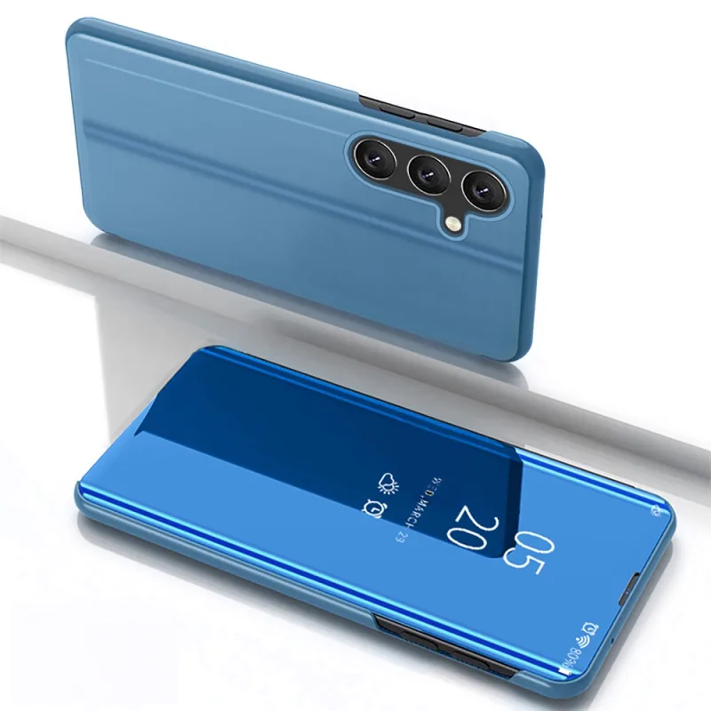 Priehľadné puzdro pre Samsung Galaxy S25+ kryt s flipom – modré