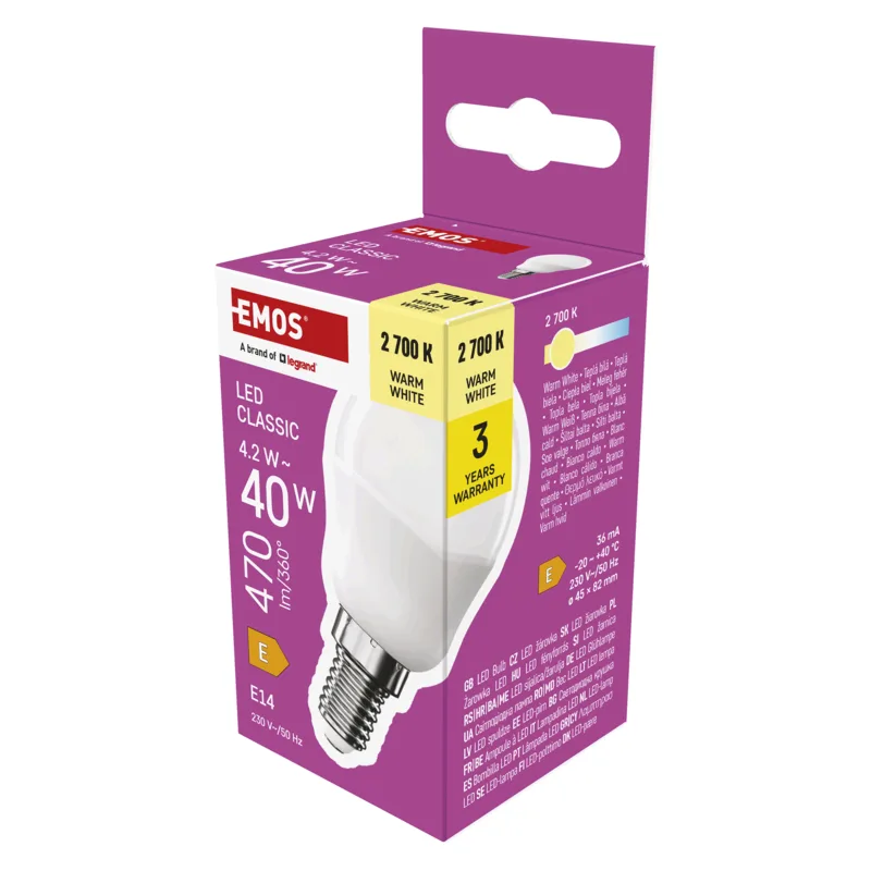 EMOS LED CLS MINI GLOBE 4, 2 W (40 W) 470lm E14 WW 1525731240