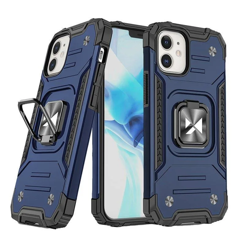 Puzdro Wozinsky Ring Armor pre iPhone 14 Plus pancierový kryt magnetický držiak kruhový modrý