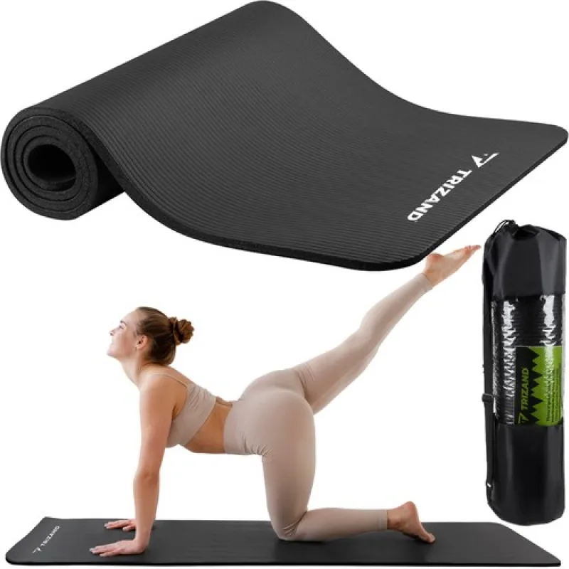 TRIZAND Podložka na jogu fitness 60 x 180 cm čierna