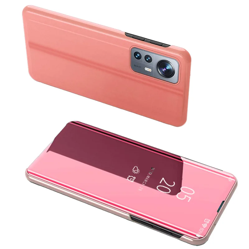 Kryt Clear View Case pre kryt Xiaomi 12 Lite s chlopňou ružový