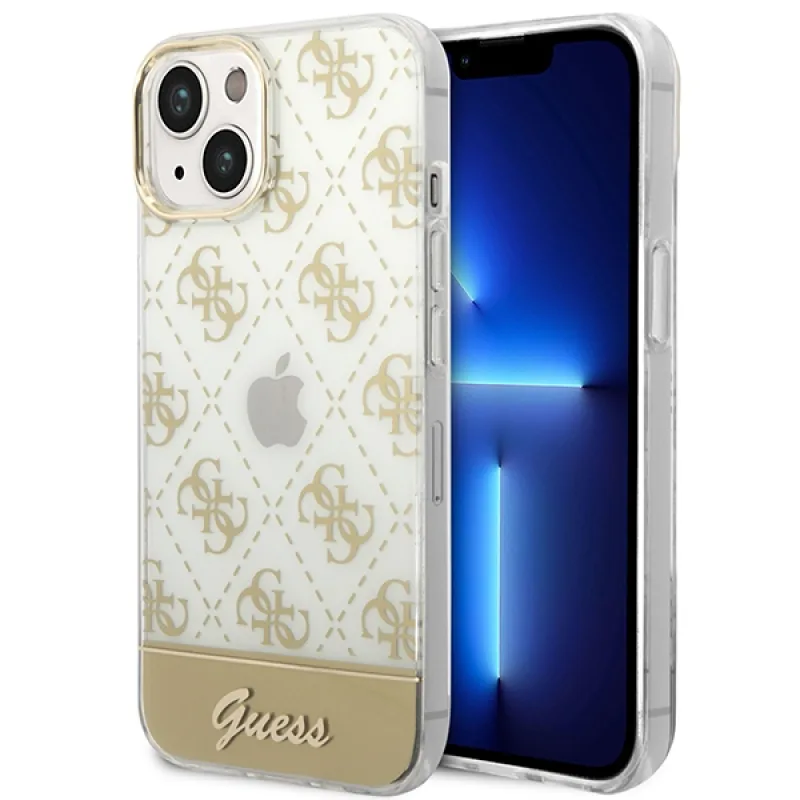 Guess GUHCP14MHG4MHG iPhone 14 Plus 6,7 "zlaté / zlaté pevné puzdro 4G Pattern Script