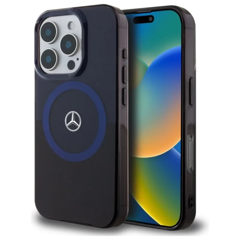 Dvojvrstvové dvojvrstvové puzdro Mercedes MB MagSafe pre iPhone 16 Pro Max - modré