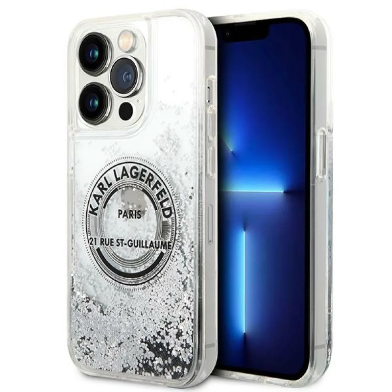 Karl Lagerfeld KLHCP14LLCRSGRS iPhone 14 Pro 6,1 "strieborné/strieborné pevné puzdro Liquid Glitter RSG