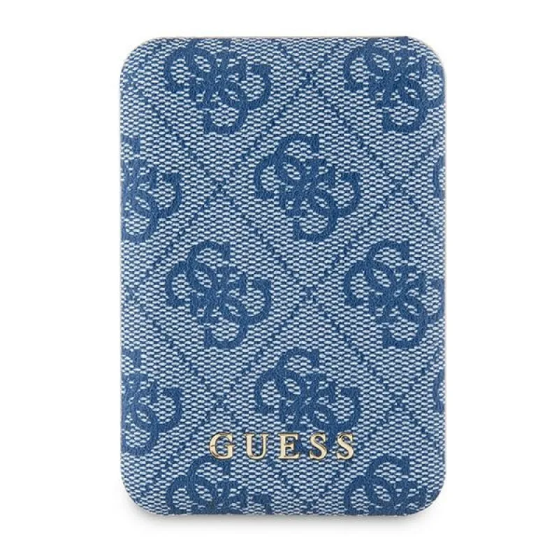 Guess Powerbank indukčná 15W GUPB5FP4EMGB 5000mAh modrá/modrá 4G kožené kovové logo MagSafe
