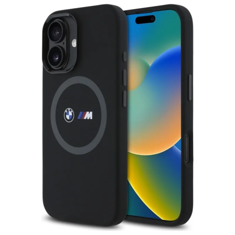 BMW M silikónový krúžok s potlačou MagSafe iPhone 16 – čierny