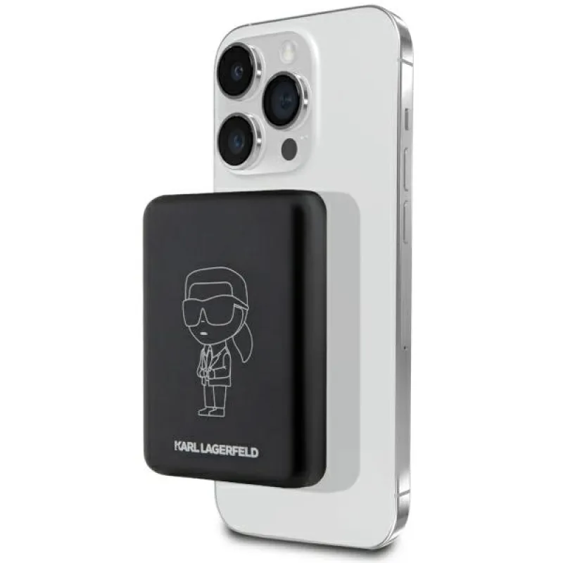 Karl Lagerfeld Ikonik MagSafe 5W 3000mAh indukčná power banka - čierna