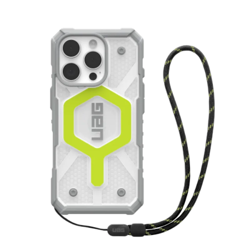 Puzdro UAG Pathfinder Clear Magsafe Bundle Case so šnúrkou pre iPhone 16 Pro – zelené