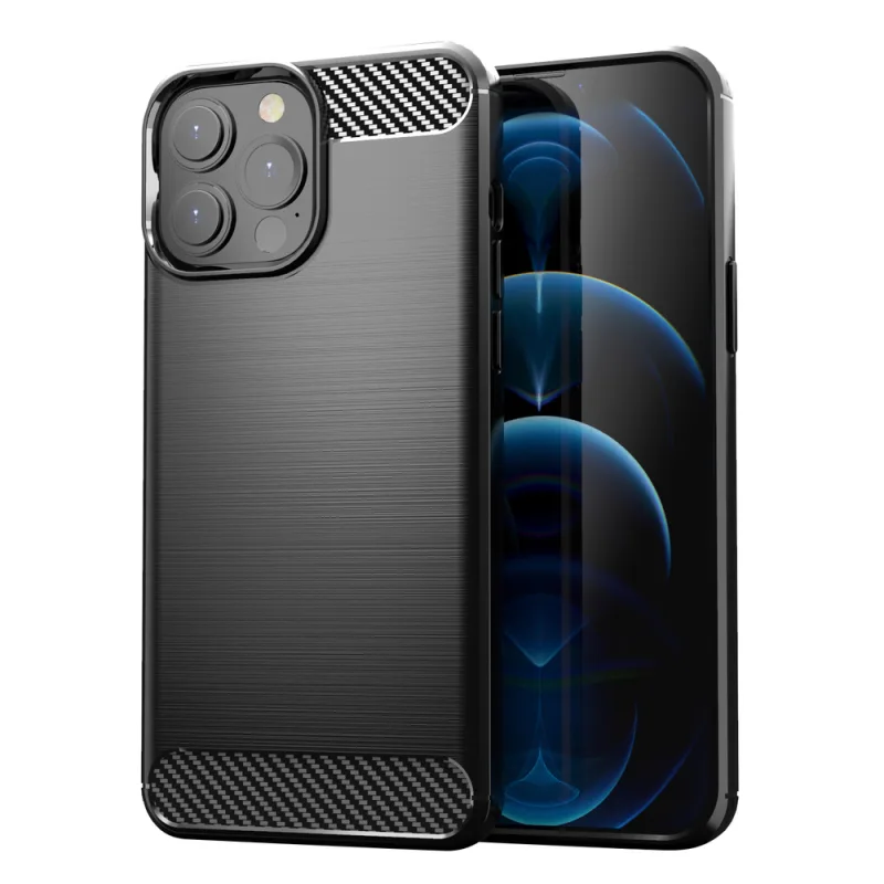 Carbon Case Flexible Cover TPU puzdro pre iPhone 13 Pro čierne