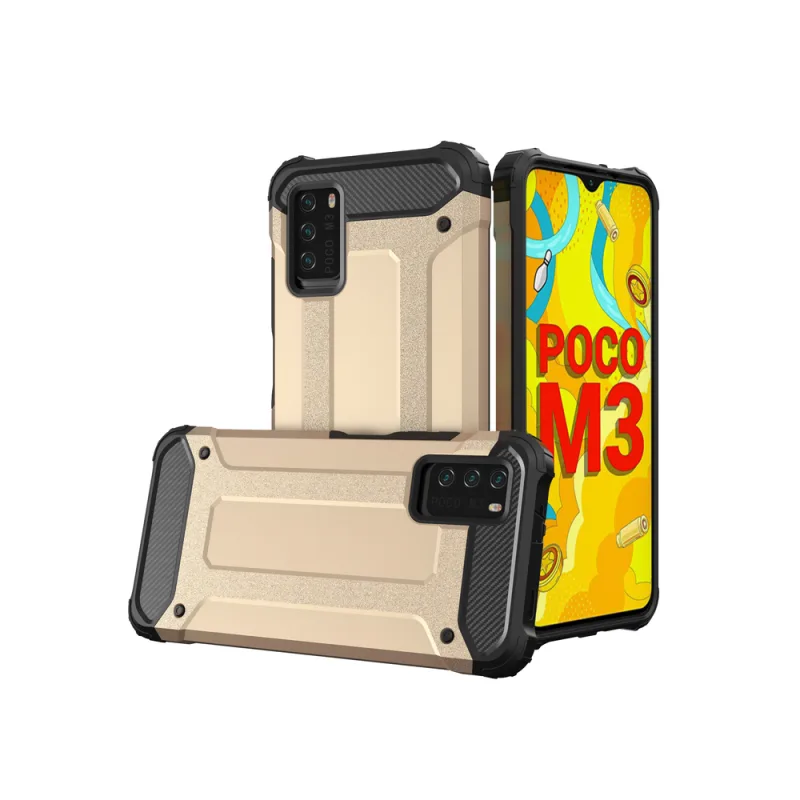 Kryt Hybrid Armor Case Tough Rugged Cover pre Xiaomi Redmi Note 10 5G / Poco M3 Pro zlatý