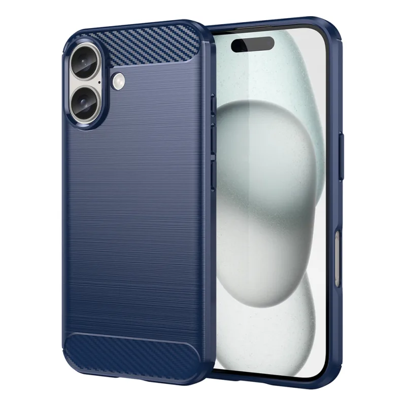 Karbónové puzdro pre iPhone 16 Plus - Modré