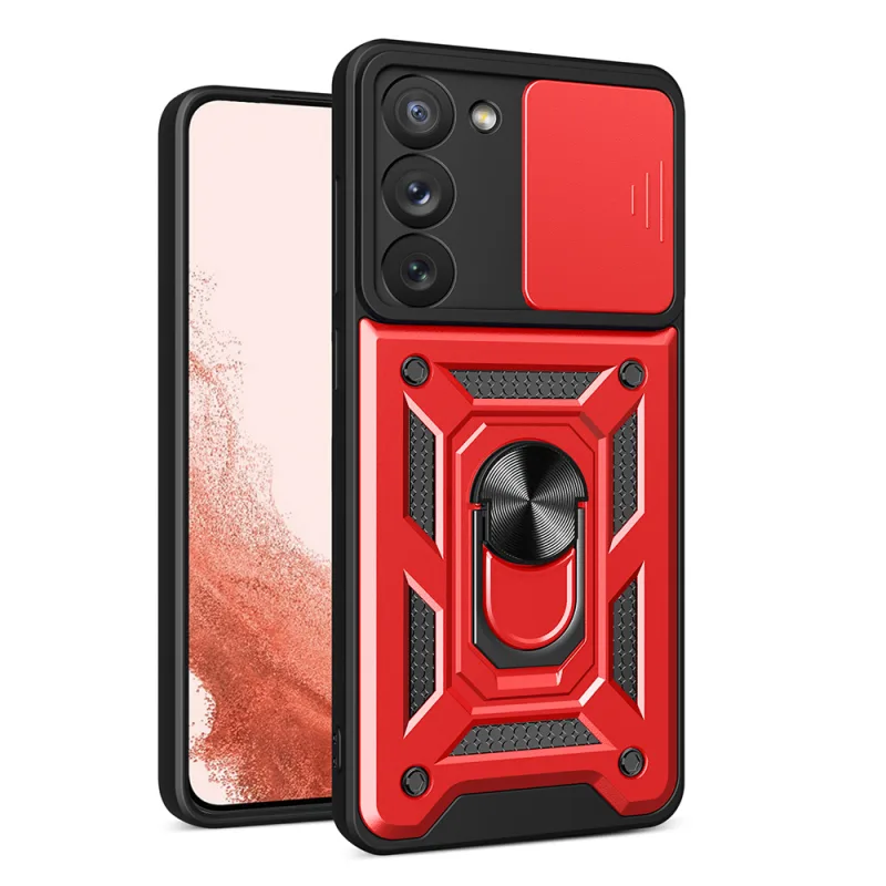 Kryt Hybrid Armor Camshield pre Samsung Galaxy S23+ pancierový kryt s krytom fotoaparátu červenej farby