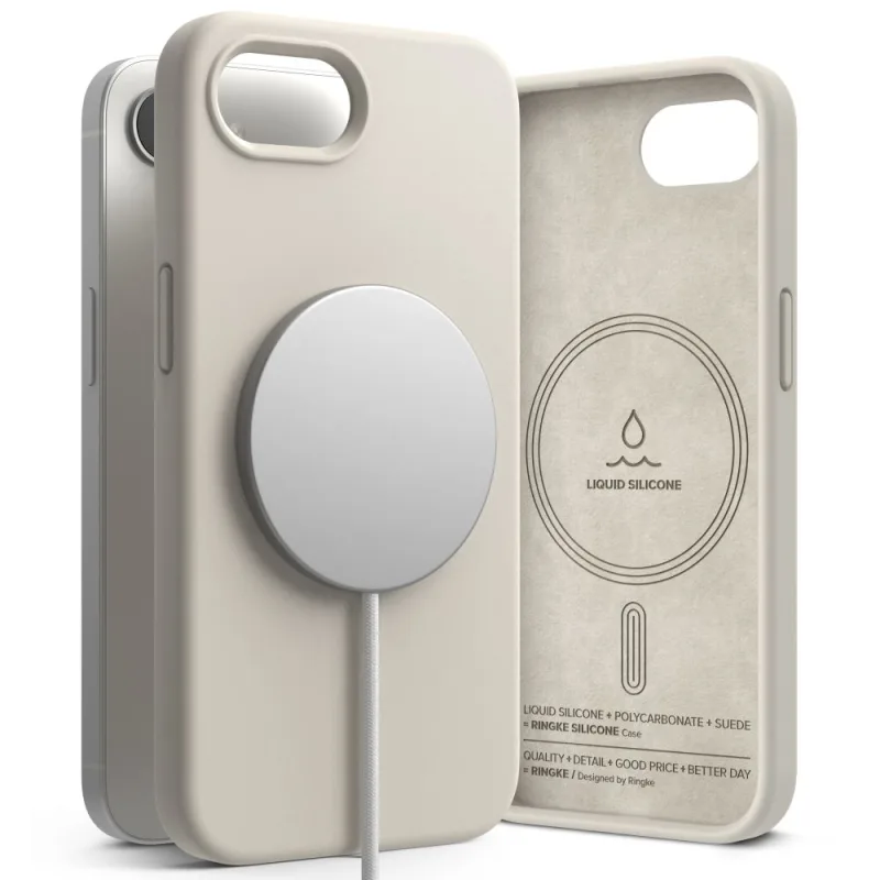 Silikónové puzdro Ringke Magsafe iPhone 16e – béžové
