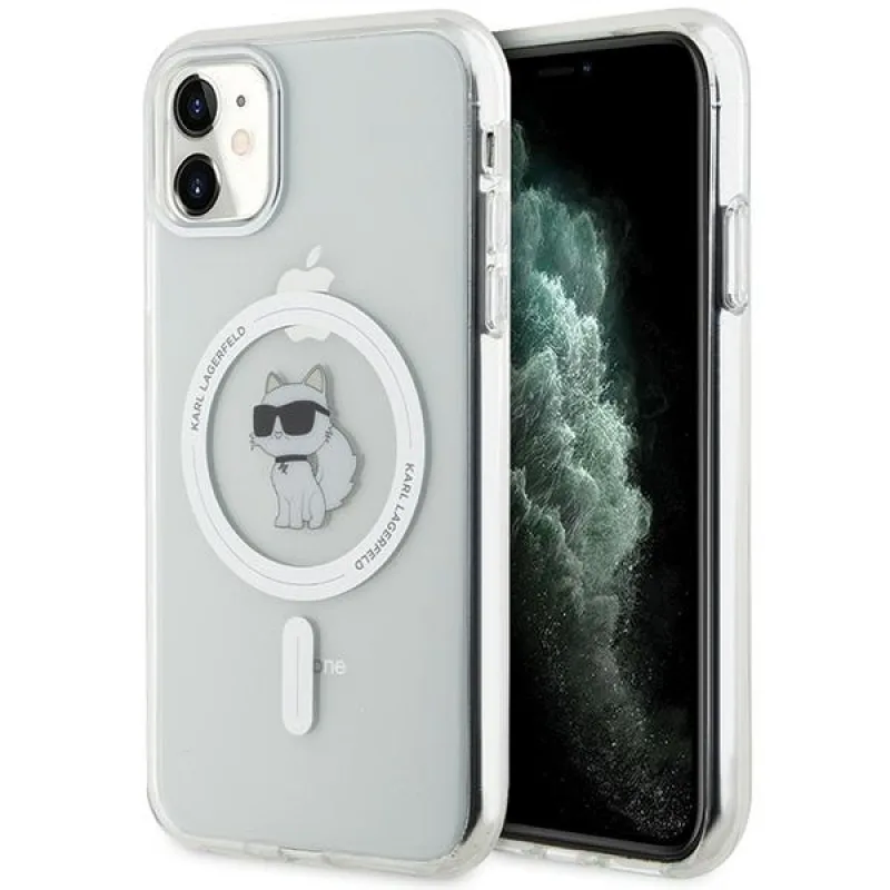 Puzdro Karl Lagerfeld IML Choupette MagSafe pre iPhone 11 / Xr - priehľadné