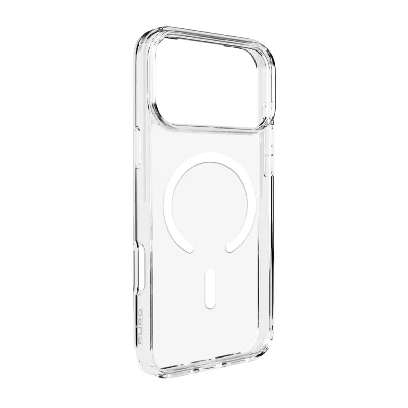Puzdro Puro Lite Mag TPU+PC kompatibilné s MagSafe pre iPhone 17 Pro – priehľadné s bielym krúžkom