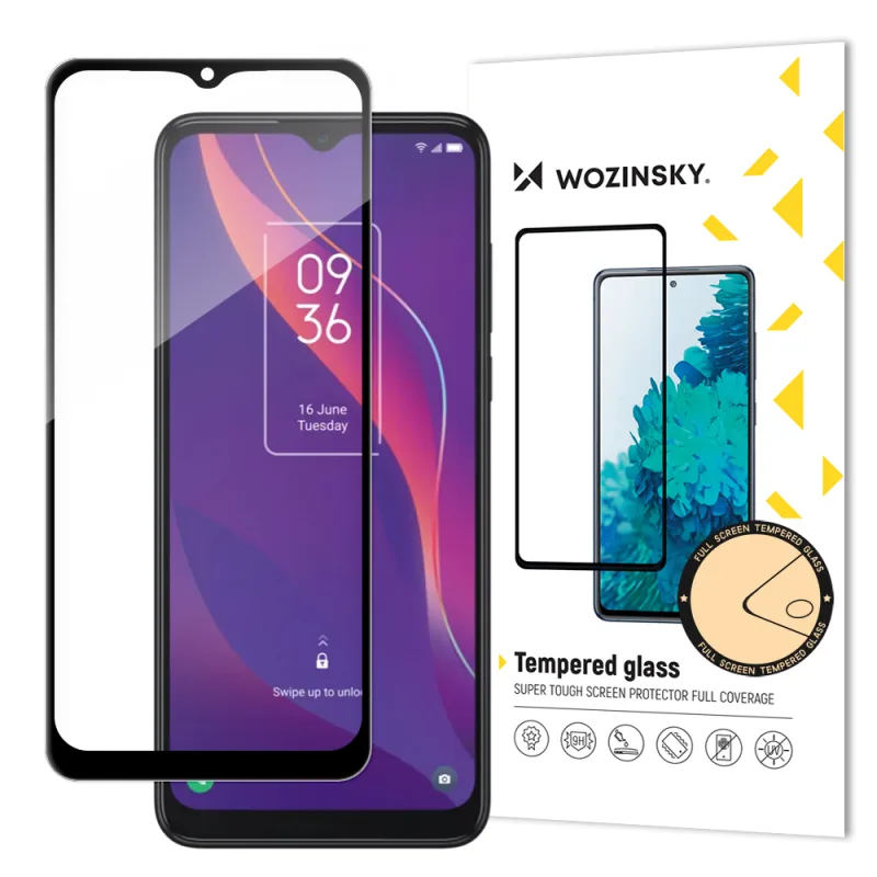 Wozinsky super odolné tvrdené sklo Full Glue na celú obrazovku s rámom Case Friendly TCL 306 black