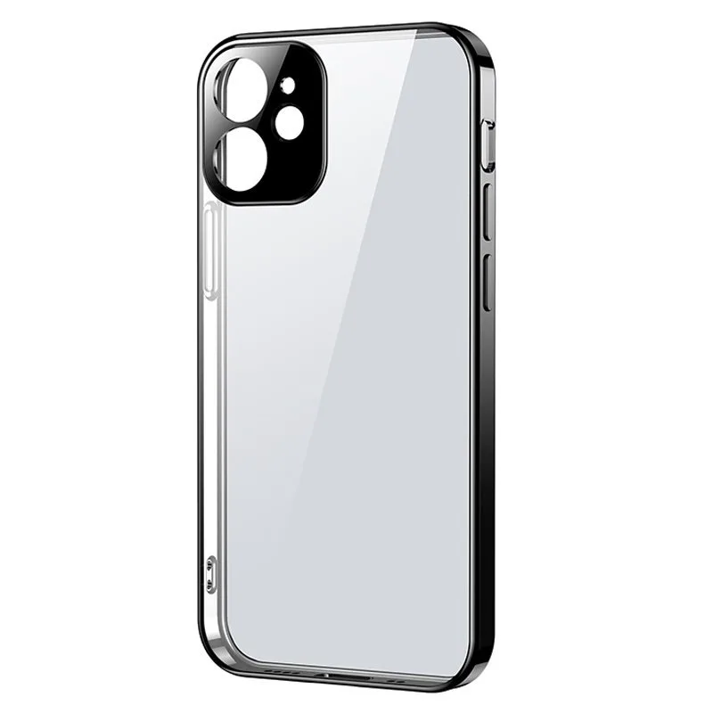 Ultra tenké puzdro Joyroom New Beauty Series s galvanicky pokoveným rámom pre iPhone 12 Pro Max čierny (JR-BP744)