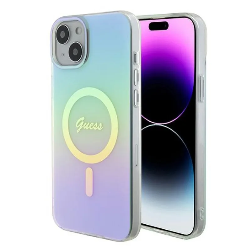 Guess GUHMP15MHITSQ iPhone 15 Plus 6,7" tyrkysovo/tyrkysové pevné puzdro IML Iridescent MagSafe