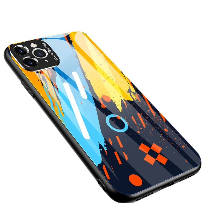 Odolný kryt farebného skla s tvrdeným zadným sklom a krytom fotoaparátu iPhone 11 Pro Max vzor 1