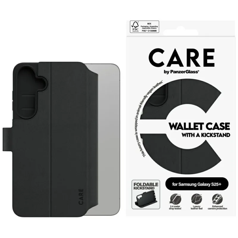 Púzdro CARE by PanzerGlass Feature Wallet Kickstand pre Samsung Galaxy S25+ – čierne